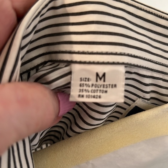 Black and White Striped  Nautical Long Sleeve Blouse With Lighthouse Appliqué  M - Picture 8 of 9